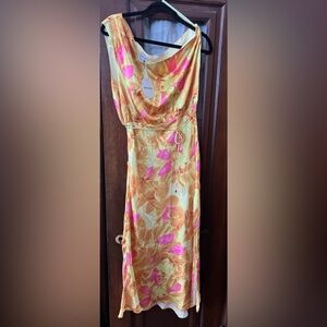 gigi & ella mirra one shoulder midi dress lemon floral size 8